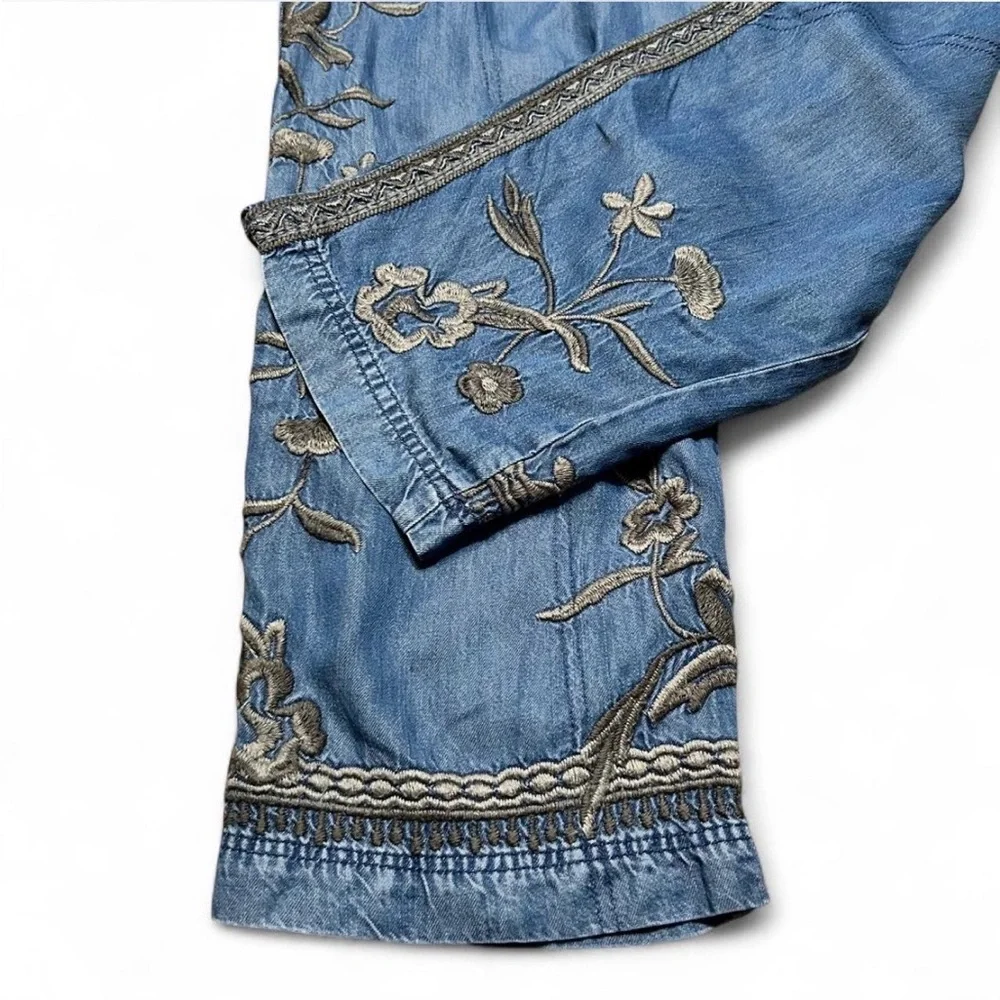 Johnny Was Biya Embroidered Cargo Pants Sz 10 - Picture 3 of 9